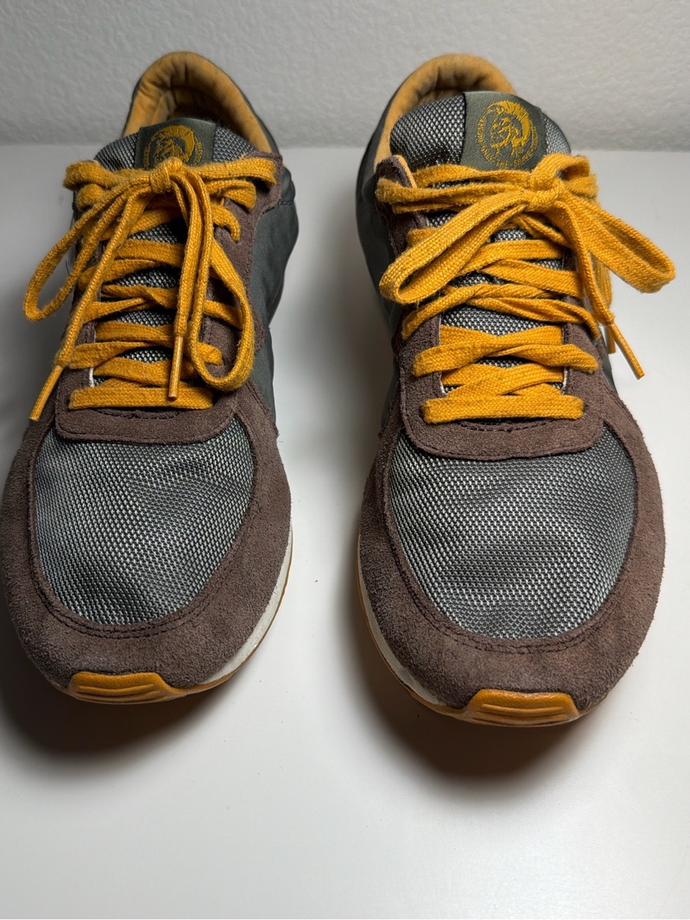 Diesel Grey and Mustard Yellow Men's Sneakers